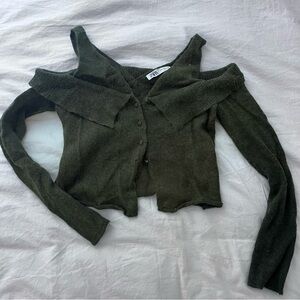 zara green cardigan top